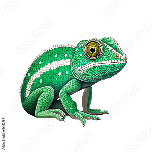 Chameleon Chic: The Minimalist Emerald Green Chameleon - Created with Generative AI Technology