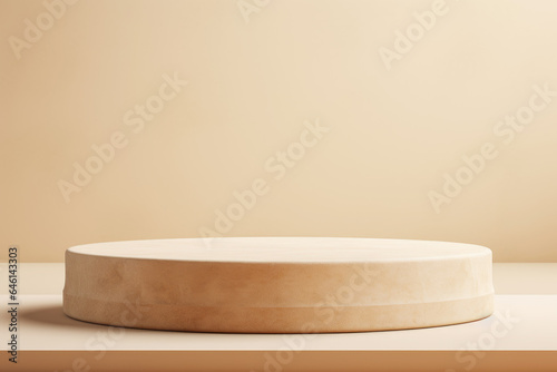 Stone Podium Against Simple Brown Background for Product Presentation