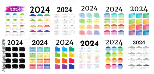 Calendar for 2024 isolated on a white background