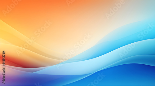 Blue and Orange Abstract Background with Delicate Waves.