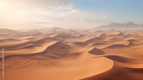 Aerial view of Beautiful sand dunes in the desert 