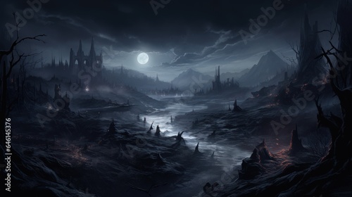 Open World Dark Fantasy Landscape Game Art