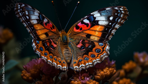 Vibrant multi colored butterfly displays natural beauty in tropical rainforest generated by AI