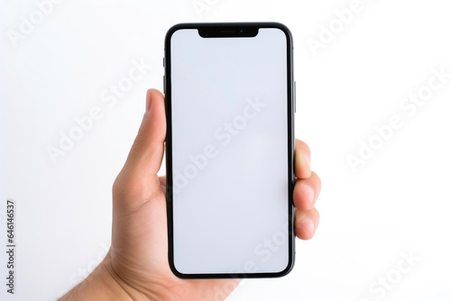 Mobile Phone in Hand on White Background