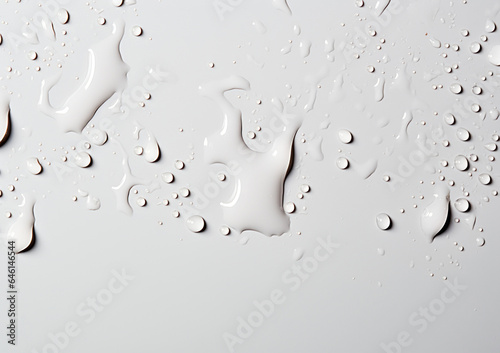 transparent water drops on a white background with a copy space.