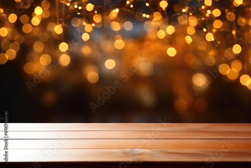 Holiday Tabletop Decor with Blurred Christmas Background