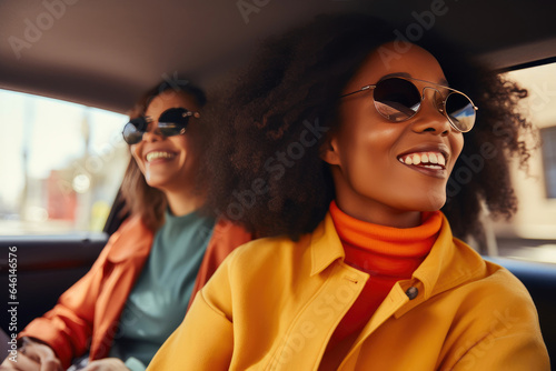 Cheerful Female Friends Road Tripping Together