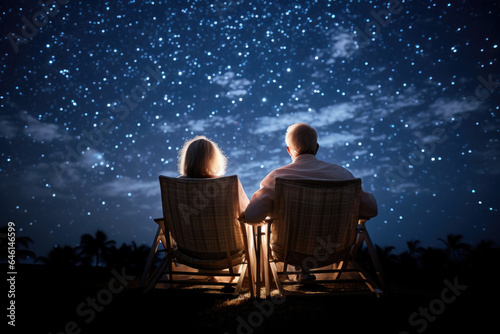 Mature Couple in Lounge Chairs under the Stars