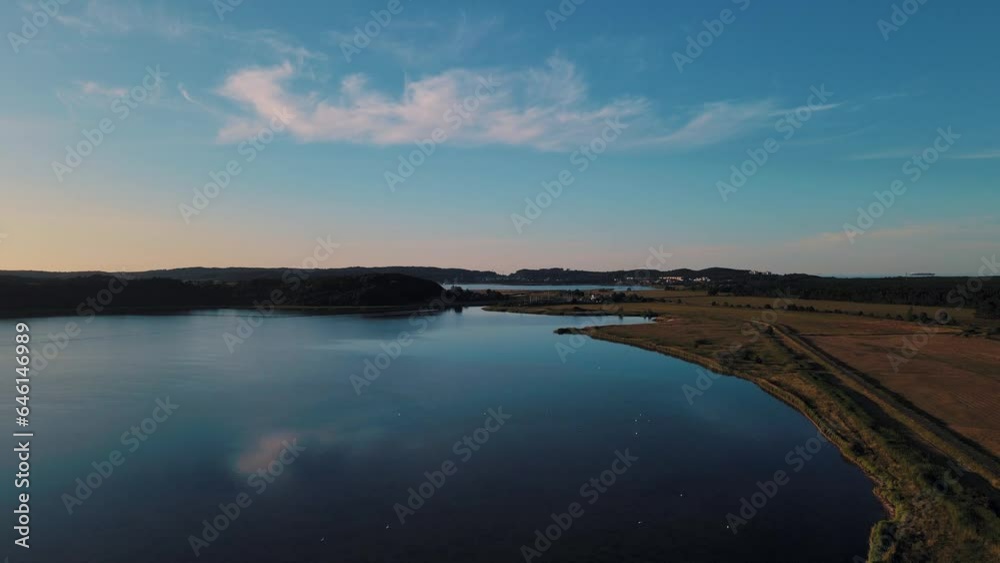 Aerial landscape of a sunset on the island of Rügen in the Baltic Sea Aerial landscape of a sunset on the island of Rügen in the Baltic Sea