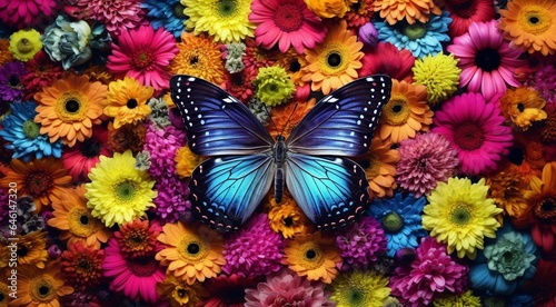 colorful butterfly on a flower, abstract colored butterfly on abstyract colored background, colorful backgrounnd wallpaper, abstract colored butterfly on colored leaf © Gegham