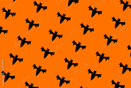 bat halloween print on orange background