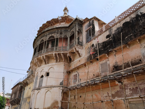 architecture of Ramnagar Fort on the banks of the ganges in Varanasi, India.