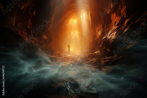  Religious biblical concept of human death, soul goes to purgatory, road to heaven, light at the end of the tunnel, road to god, life and death, heaven, heaven and hell