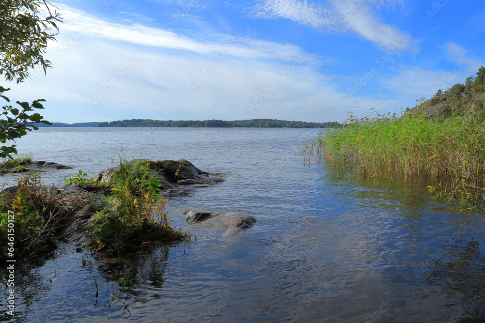 Nice seascape one day in September. Late summer or early autumn. Mälaren, Sweden.