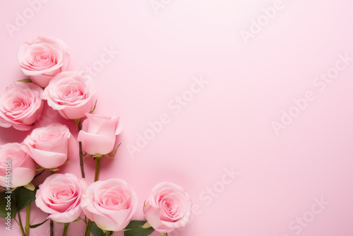 Beautiful bunch of pink roses on pink background. Perfect for floral arrangements  gift cards  or romantic themes.