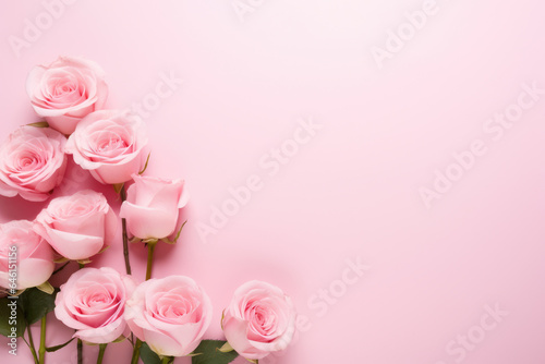Beautiful bunch of pink roses on pink background. Perfect for floral arrangements, gift cards, or romantic themes.