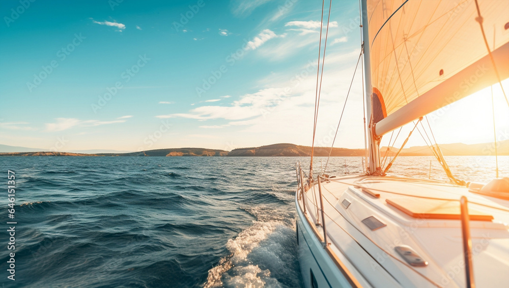 Fototapeta premium Boating travel yacht sea sail water