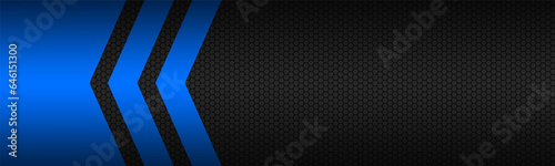 Black and blue abstract vector banner with polygonal pattern. Template for your header and presentation. Modern vector background