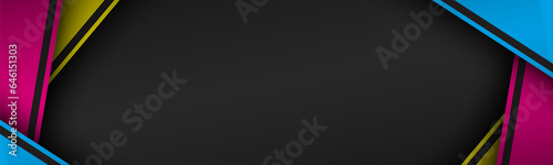 Modern material banner with overlapped sheets of paper in cmyk colors. Template for your business. Vector abstract widescreen background