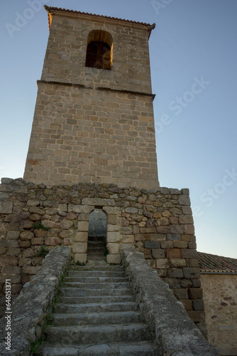 Stone staircase to the bell tower of the church of Santa Maria in vertical Hervas photo