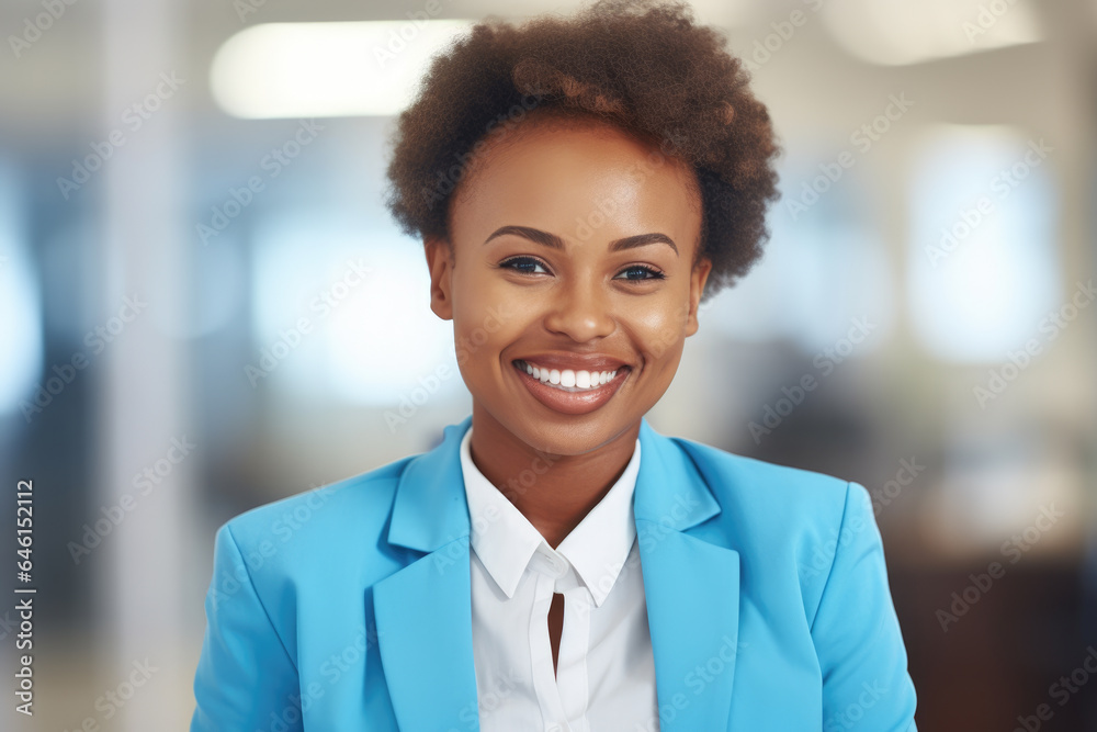 Woman in blue jacket smiling directly at camera. This image can be used to convey positivity, friendliness, and approachability in various contexts. Woman in blue jacket smiling directly at camera. This image can be used to convey positivity, friendliness, and approachability in various contexts.