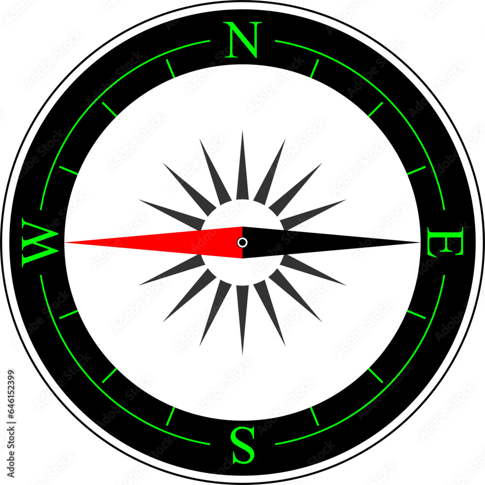 Busola, direction indication to the west Busola, direction indication to the west
