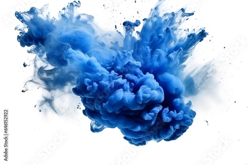 Blue Smoke Dust Explosion: A Fiery Burst of Vibrant Colors and Dynamic Energy separated on white background, brilliant smoke clouds on white background, generative ai