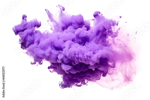 Purple Smoke Dust Explosion: A Fiery Burst of Vibrant Colors and Dynamic Energy separated on white background, brilliant smoke clouds on white background, generative ai