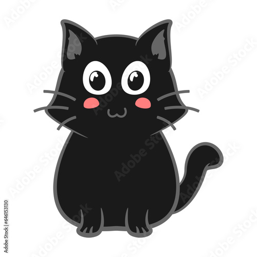 Vector mascot, cartoon and illustration of a cute black cat sitting cute and adorable