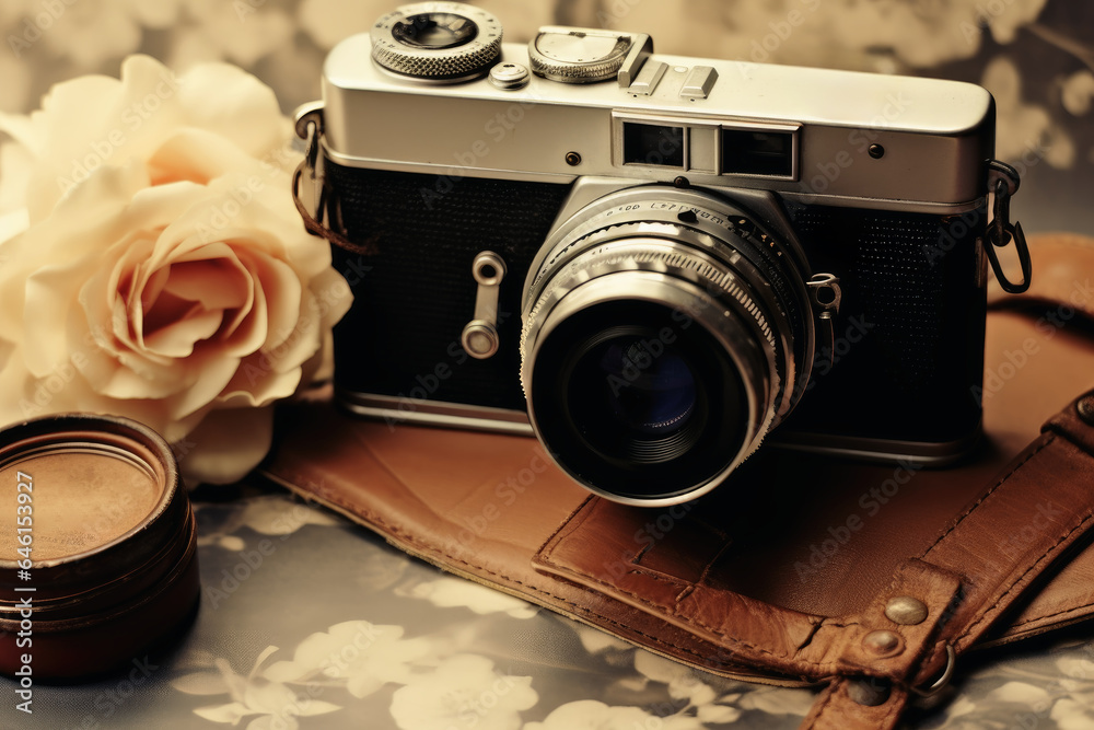 A vintage photography and  camera background.