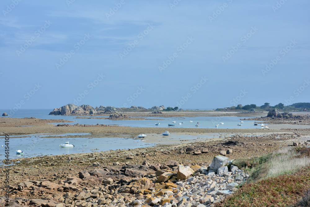 Joli paysage de mer à marée basse en Bretagne - France