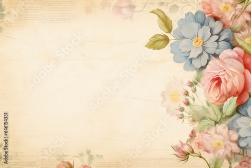 Vintage flower letter paper background with copy space.