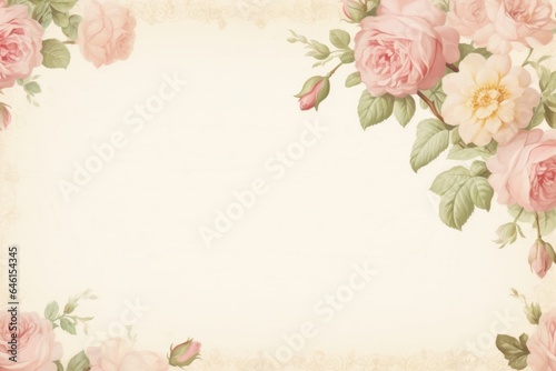 Vintage flower letter paper background with copy space.