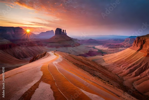 Desert valley with rocky hills