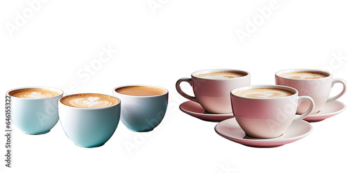 Png Set Three white coffee cups on a transparent background