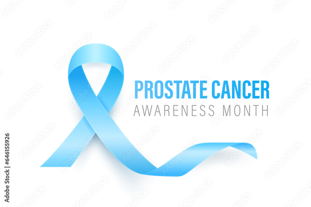 Prostate Cancer Banner, Card, Placard with Vector 3d Realistic Blue Ribbon on White Background. Prostatea Cancer Awareness Month Symbol Closeup, September. World Prostate Cancer Day Concept Prostate Cancer Banner, Card, Placard with Vector 3d Realistic Blue Ribbon on White Background. Prostatea Cancer Awareness Month Symbol Closeup, September. World Prostate Cancer Day Concept