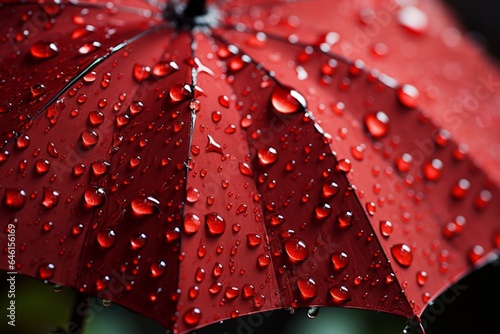 rain in a red umbrella in autumn