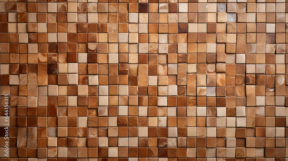 Light brown mosaic square tile pattern, tiled background Light brown mosaic square tile pattern, tiled background