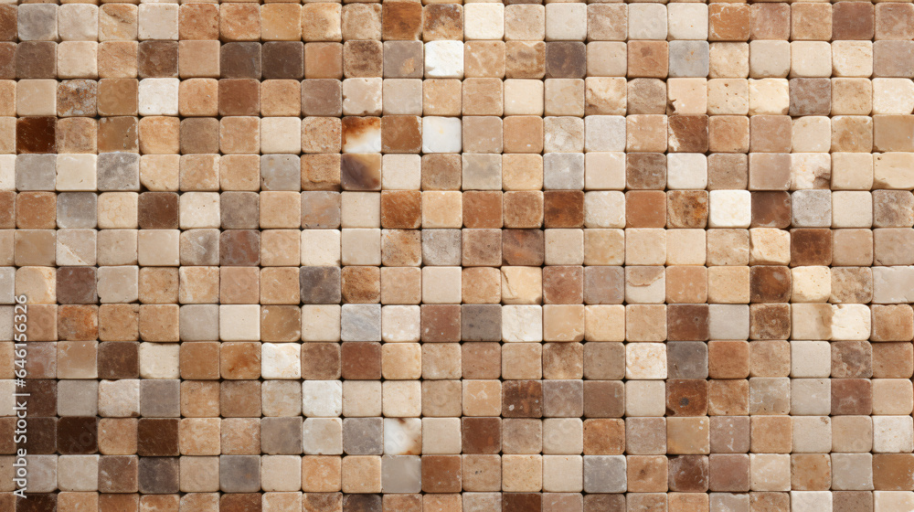 Light brown mosaic square tile pattern, tiled background Light brown mosaic square tile pattern, tiled background
