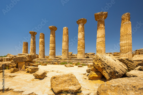 Temple of Heracles in Valley of the Temples. Archaeological site in Agrigento at Sicily, Italy, Europe.