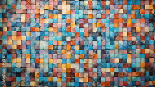 Multicolor rainbow mosaic square tile pattern  tiled background 