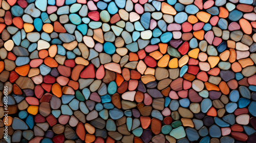 Multicolor rainbow mosaic pebbles pattern  tiled background 