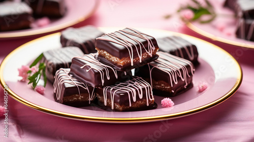 Cakes covered with juicy chocolate 