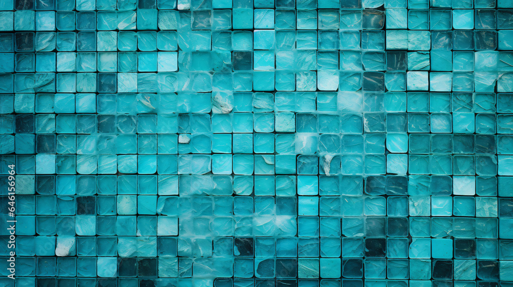 Turquoise mosaic square tile pattern, tiled background Turquoise mosaic square tile pattern, tiled background