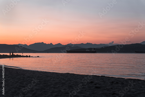 Sunset over Spanish Banks Beach in Vancouver BC Canada.