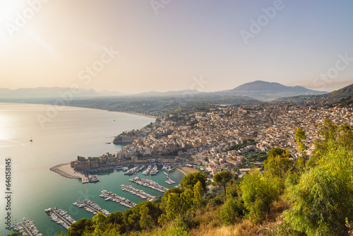 Castellammare del Golfo on Sicily, town at coast in the morning light, Italy, Europe. photo