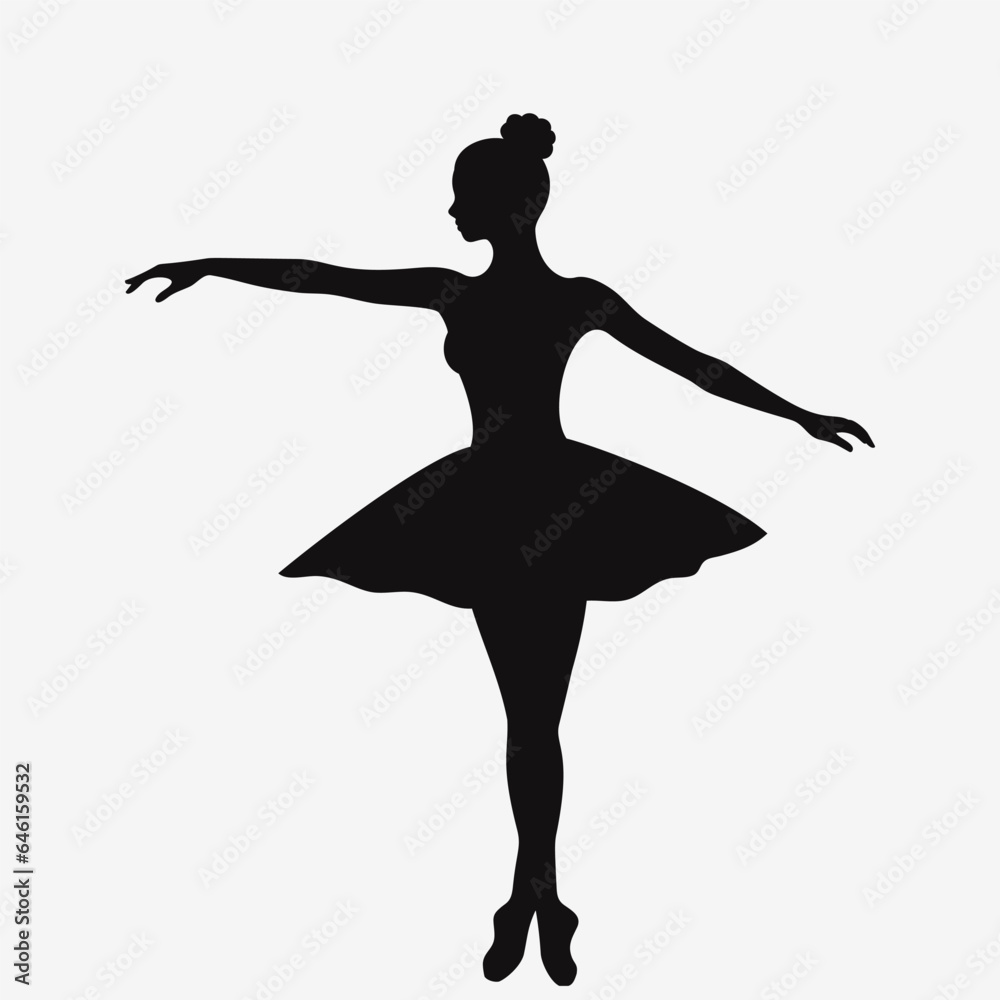 Ballerina silhouette. Black silhouette. Vector illustration Ballerina silhouette. Black silhouette. Vector illustration