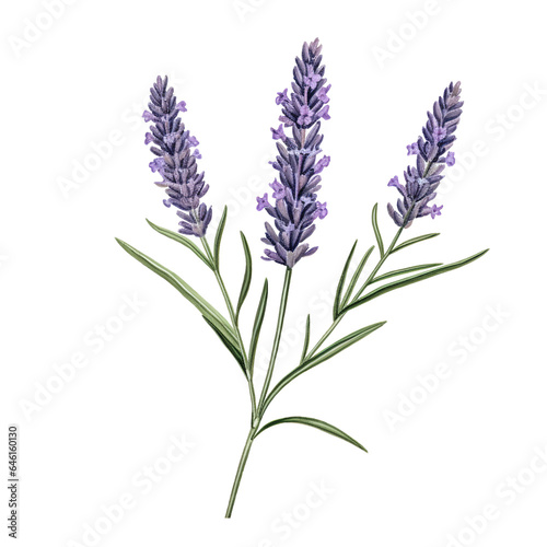 Aromatic Bliss  The Minimalist Lavender Sprig - Created with Generative AI Technology