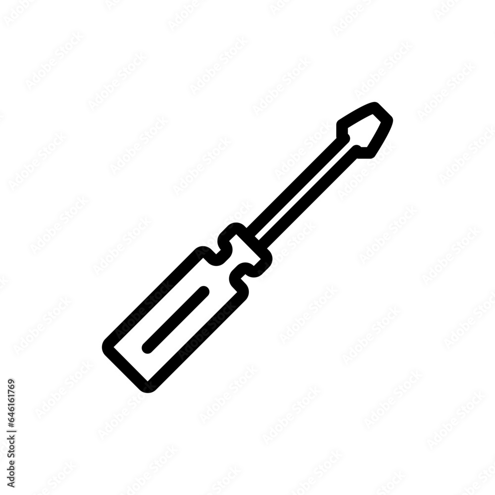 Screwdriver motor service and garage icon with black outline style. screwdriver, repair, work, tool, service, wrench, equipment. Vector Illustration Screwdriver motor service and garage icon with black outline style. screwdriver, repair, work, tool, service, wrench, equipment. Vector Illustration
