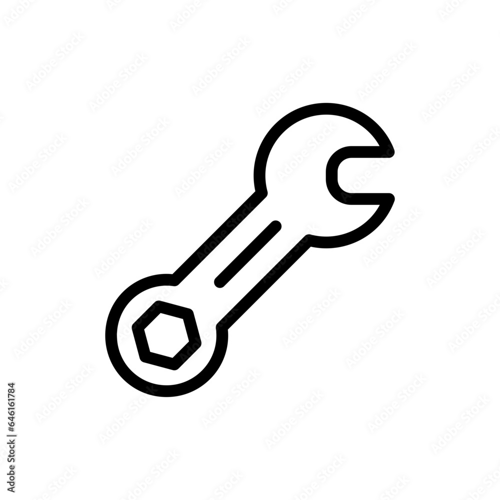 Wrench motor service and garage icon with black outline style. wrench, repair, service, work, maintenance, technology, tool. Vector Illustration Wrench motor service and garage icon with black outline style. wrench, repair, service, work, maintenance, technology, tool. Vector Illustration